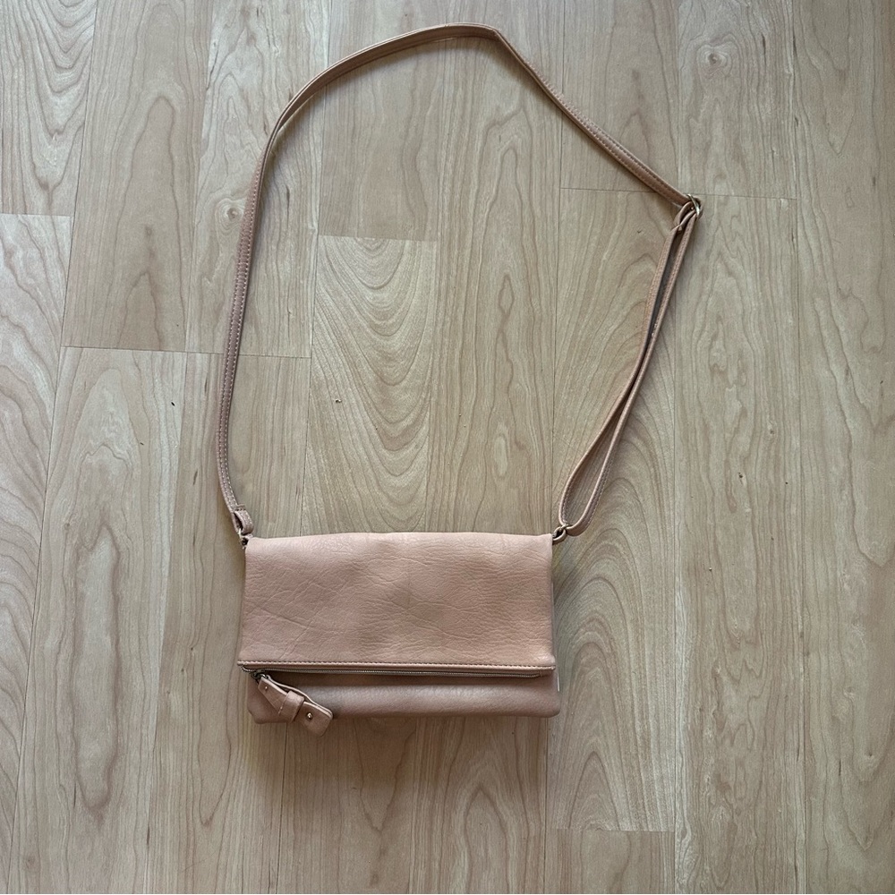 Vegan Leather Double Pouch Crossbody Bag